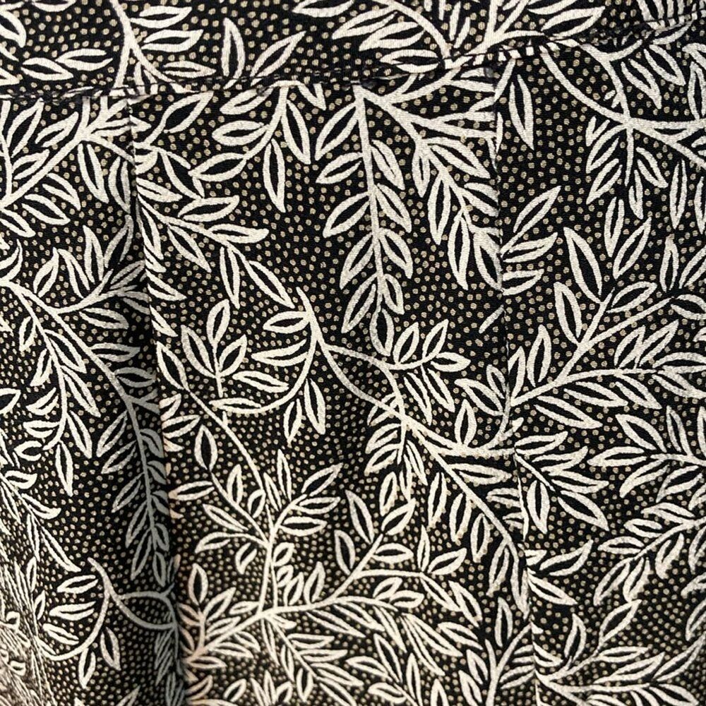 LIZ CLAIBORNE black tan white floral a-line midi skirt 6 - Picture 4 of 7